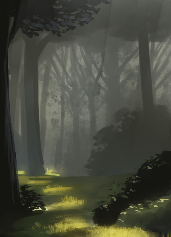 Loose painting of a forest