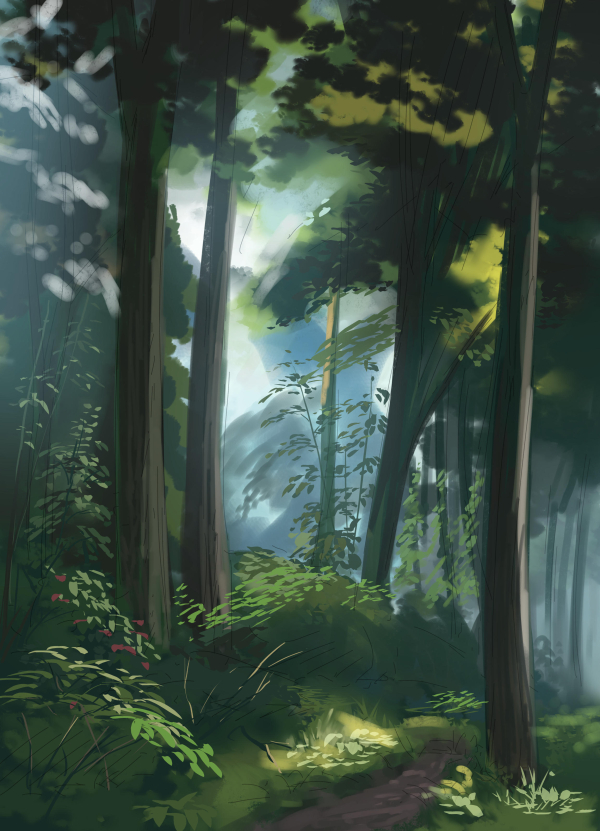 Loose painting of a forest