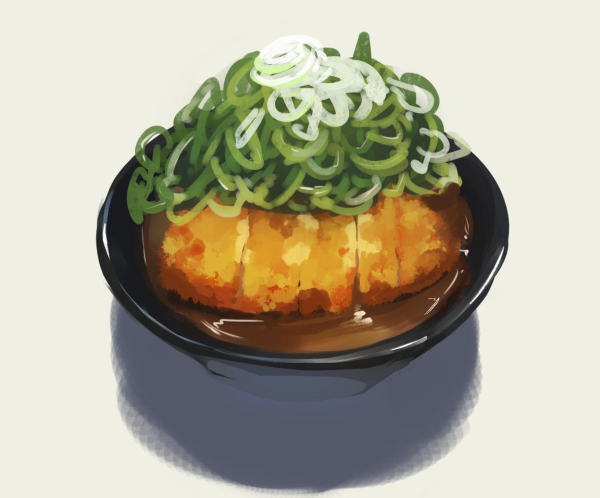 A painting of deepfried chicken with scallions